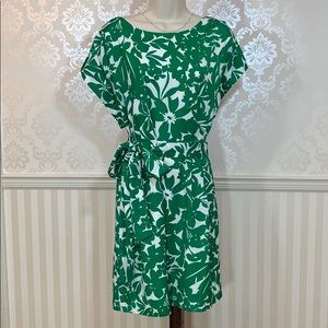 Eliza J. Green Floral Belted Crepe de Chine Dress